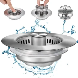 Kitchen Sink Drain Strainer Stainless Steel Pop Up Sink Stopper